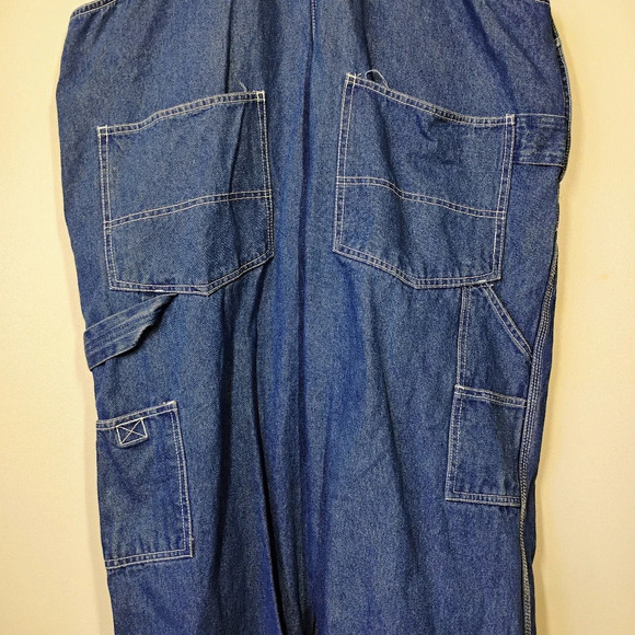 Vintage Big Smith Bib Overalls Blue Denim Carpenter Farmer Men's Size 44x30 - Picture 6 of 16